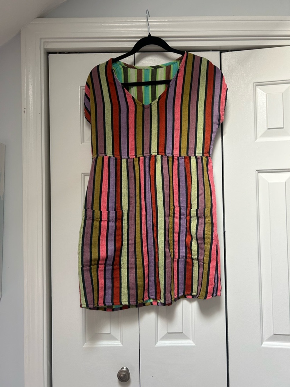 Ace & Jig Multicolor Striped Cotton Tunic Dress - Pink, Green, Red, Black